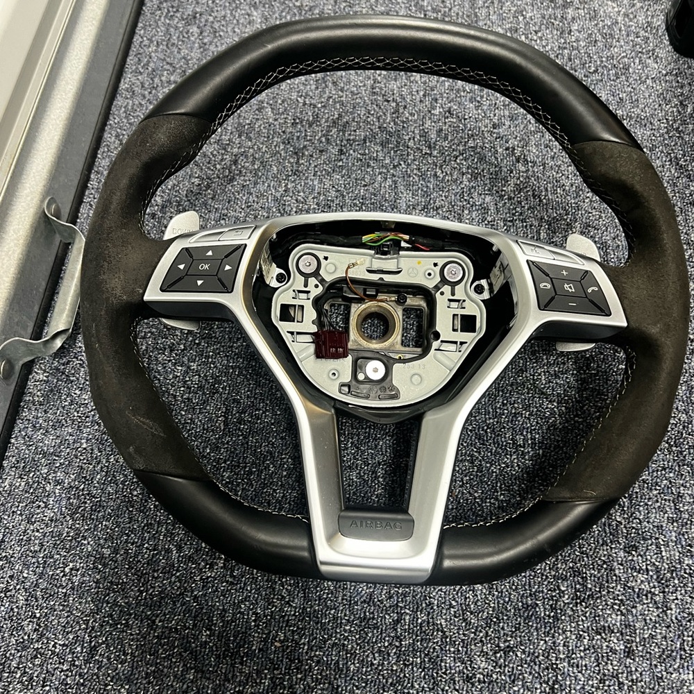 OEM Mercedes AMG E63 Steering Wheel w/ Paddle Shifters Black Leather/Alcantara